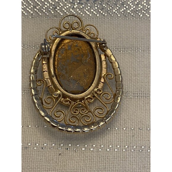 Vintage Glass Moonstone Purple Rhinestone Brooch Pin - Picture 4 of 9